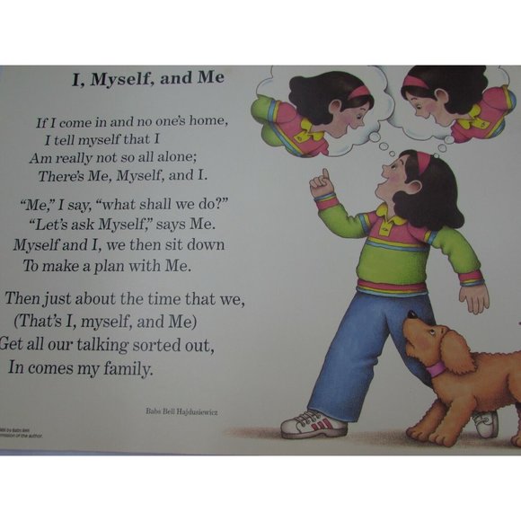 I Myself and Me Grade School Poster Babs Bell Hajdusiewicz 30237 Poetry VNTG - Picture 3 of 4